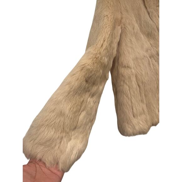 Vintage Women’s Rabbit Fur Short Beige Jacket Small - Picture 5 of 12